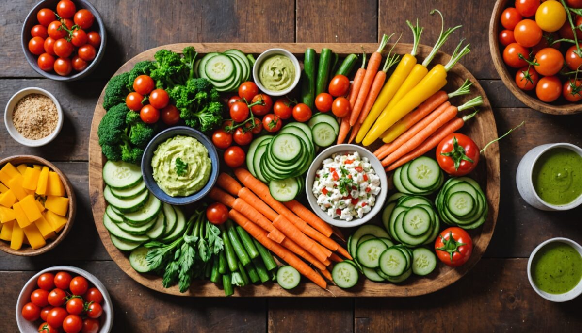 Plateau de crudités revisité : astuces originales pour un apéritif sain et haut en couleurs
